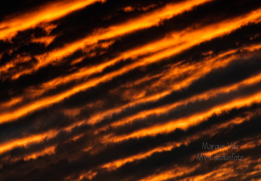  Triibuline loojuva päikesega taevas